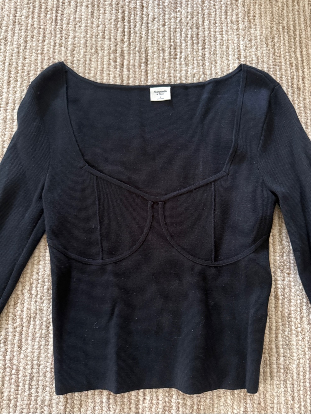 Abercrombie & Fitch Black Long-Sleeve Scoop-Neck Top